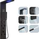 Hoimpro Matte Black LED Shower Panel Tower System,2 In 1Function Shower Panel Light Rainfall Waterfall Shower Rain Massage System with Body Jets Handheld Shower Sprayer, Stainless Steel, Wall Mount