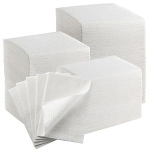 JMU 500 Pack Dental Bibs, 2-Ply Tissue 1-Ply Film, White Disposable Dental Bibs Waterproof Tattoo Bib 13" x 18" Patient Bibs Tray Covers