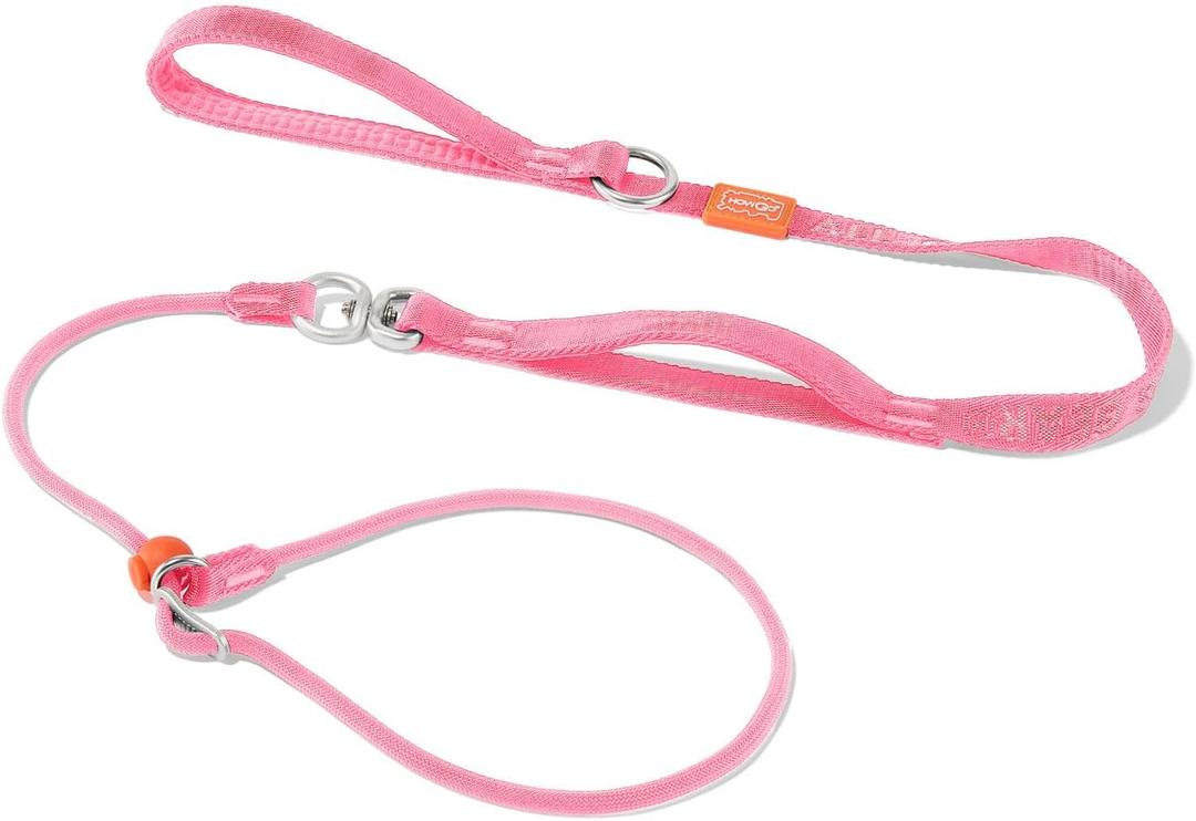 Howgo Slip Lead Dog Leash with Double Handles | Reflective Dog Training Leash with 360 Swivel Anti-Tangle | Heavy-Duty Leash and Collar for Large Medium and Small Dogs No-Pull Walking (Pink, 5.5FT)