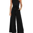 ANRABESS Women Summer Dressy Jumpsuits One Shoulder Sleeveless Casual Wide Leg Pants Romper Jumper 2025 Trendy Fall Outfits Black Small