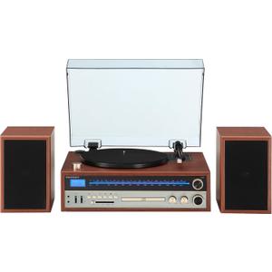 Crosley 1975T Turntable System with Bluetooth, CD, AM/FM and Included Speakers, Walnut
