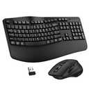 Wireless Keyboard and Mouse Combo, 2.4G Full Size Wave Keys Ergonomic Keyboard with Wrist Rest and 3-Level DPI Adjustable Wireless Ergonomic Mouse for Windows, Mac OS Desktop/Laptop/PC(Black)