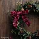 LaRibbons 24 Pcs Burgundy Crinkled Velvet Bows for Christmas Tree, Door, Garland, Wreath, 1" Wide, 3.9"x3.9", Vintage Style