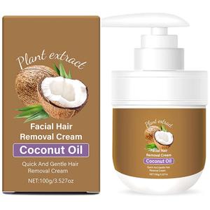 Facial Depilatory Cream, Coconut Facial Hair Removal Cream for Women for Upper Lip and Chin for Women for Sensitive Skin, Gentle and Non-irritating 3.52 FL.OZ