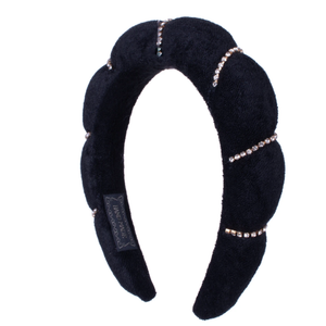 4 x black puffy padded spa headband decorated