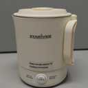 Stariver Portable Travel Kettle, 600ML Small Electric Kettle with Foldable Handle, Food Grade Stainless Steel Collapsible Water Boiler with Dual Modes, Compact Portable Kettle for RV, Camping, Beige