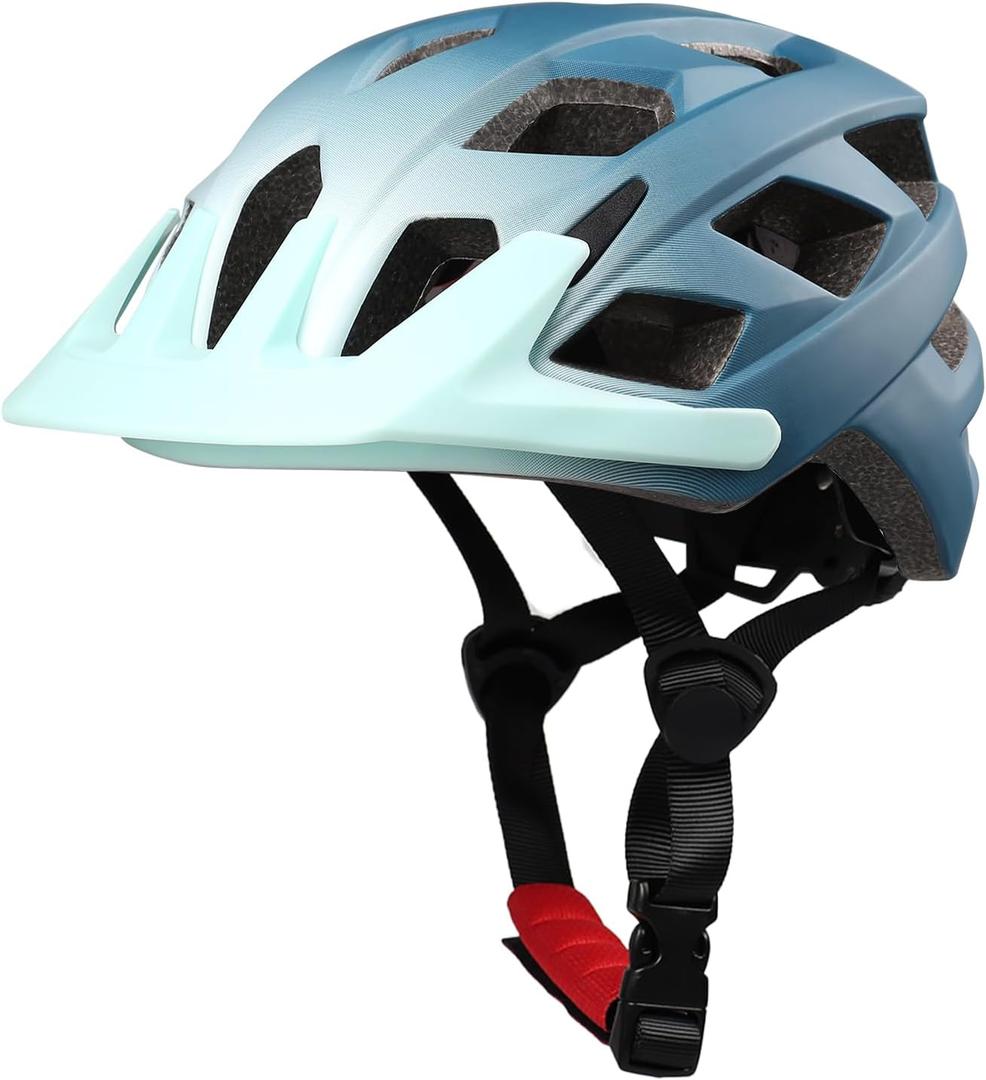 Kids Bike Helmet, 2 Size Adjustable for Youth Toddler Boys & Girls 3-5-8-10-12-14 Years, Child Helmets with Visor for Skating Cycling Scooter (Blue-White Gradient, M: 54-58 cm / 21.3"-22.8")