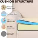 Shinnwa Gel Memory Foam Recliner Cushion for Elderly, Waterproof Faux Leather Seat Cushion, Dual-Layer Foam Chair Pad for Couch, Armchair, Wicker Chairs, Floor, 20 20 5in, Light Camel