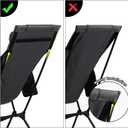 TOBTOS Portable High Back Camping Chair, Support 440 lbs, Ultralight Folding Chair with Head Support, Compact Backpacking Chair for Outdoor Camp Backpacking Fishing (Black)