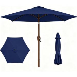 7.5ft Patio Umbrella, Outdoor Table Market Umbrella with Smooth Crank Lift, 6 Windproof Fiberglass Ribs, UPF50+ UV Protection for Deck, Pool, Garden and Backyard