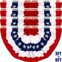 TURNMEON 4 Pack Extra Large 3x6 Feet American Bunting Flag Pleated Fan 4th of July Decoration USA Red White Blue Banner Patriotic Decor Indoor Outdoor Outside Independence Day Fourth July Memorial Day