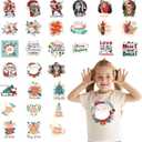 Dtf Transfers Ready to Press - 30 Pcs Christmas Iron on Patches for T-Shirts, Christmas Decoration Heat Transfer Designs Vinyl Stickers, Iron on Decals for DIY Home Clothes Bags