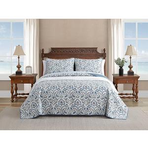 Tommy Bahama - King Quilt Set, Soft & Reversible Woven Bedding with Matching Pillowcases, Medium Weight for Year Round Comfort, 3 Piece Bed Set (Cape Verde Smoke)