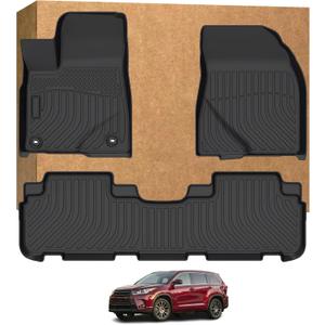 Floor Mats for Toyota Highlander 2014-2019 7/8 Seats, All Weather Protection Floor Liners, Custom Fit Floor Mats for Toyota, TPE Anti-Slip Waterproof Floor Liners (3)