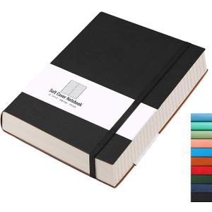 AHGXG 8.5''11'' Notebook College Ruled - Large A4 Notebook Lined Journal - 320 Pages Thick Journal for Writing, 100gsm Thick Paper, Leather Softcover, for Work School - Black