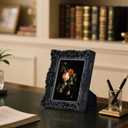 Black 6X8 Vintage Picture Frame, Gothic Ornate Antique Style with Real Glass, 6 X 8 Photo Frame for Wall or Tabletop, Home Decor