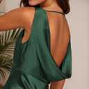 Summer Satin V Neck Backless Midi Dresses for Women 2025 Silky A line Formal Low Back Sleeveless Wedding Guest Long Dress