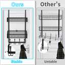 Kaiferty Over The Door Hooks Organizer, Coat Rack Over The Door Storage Hanger Towel Rack, Back of Door Storage Organizer for Bathroom,Bedroom,Kitchen,Office (Black, 3-Tier)