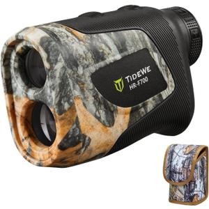 TideWe Hunting Rangefinder with Rechargeable Battery, 700Y Camo Laser Range Finder 6X Magnification, Distance/Angle/Speed/Scan Multi-Functional Water-Resistant Rangefinder with Case