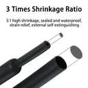3:1 Ratio Heat Shrink Tubing Roll Adhesive Lined Industrial Marine Grade Dual Wall Heat Shrink Tube Waterproof and Sealed Black (1 inch(25.4 mm), 10 Feet)