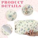 Qinyoung 12 Packs Quilted Makeup Bag Bulk Flower Theme Toiletry Cosmetic Pouch Aesthetic Makeup Organizer Travel Floral Emergency Bag with Zipper for Bridesmaid Gifts, Daily Use