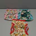 Leekalos Reusable Washable Dog Diapers Female (3 Pack) - Highly Absorbent Doggie Diapers - Size Adjustable Puppy Diapers for Dog Period Panties (Medium, Flora) (Medium (12.5"-15" Waist), Flora(Gray Lining))