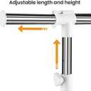 LiaMeE Adjustable Clothing Rack for Hanging Clothes, Heavy Duty Garment Rack with WheelsFree Standing Rolling Clothes Rack with Shelf & Grid, Easy Assembly Standard Rod, White & Chrome