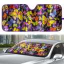 Auto Drive 1 Count Purple Butterfly Universal Fit Windshield Accordion Sunshade, Product Size 63'' x 28.5''