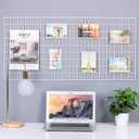Kaforise Wire Wall Grid Panel, Wire Photo Hanging Display and Wall Storage Organizer, 10 Clips and 2 Nails Offered, Set of 1, Size 17.7" x 37.4", White
