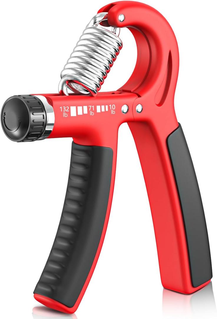 FitBeast Grip Strengthener Forearm Strengthener, Adjustable Hand Grip Strengthener for Strength Training & Rehabilitation, 10-132 lbs Resistance, Ideal for Athletes and Physical Therapy (1 Piece) (Red)