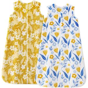 Unnivoll Fleece Baby Sleep Sack 18-24 Months 2.0 Tog Baby Wearable Blanket with 2-Way Zipper Warm Sleeping Sack for Toddler Infant - XLarge Yellow & White Flower