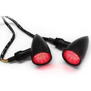 Black Motorcycle LED Turn Signals Red Light Brake Running Tail Lights Bullet