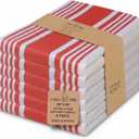 Urban Villa Kitchen Towels 100% Cotton Dish Towels for Kitchen (Set of 6) 20x30 Dish Cloths Highly Absorbent Kitchen Linen Set with Hanging Loop Perfect for Drying Dishes Cleaning Towels-Red White
