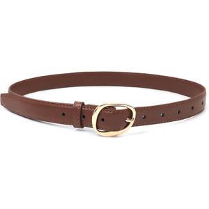 Skinny PU Leather Belts for Women Thin Waist Belt for Dresses Jeans Pants