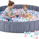 72 x 12 Extra Large Kids Baby Ball Pool, Jumbo Ball Toddlers Game Activity Pit, Hold Over 2000 Balls, Round Folding Portable Play Pit Indoor and Outdoor, Balls Not Include(Grey)
