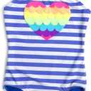 2 x Jimmy Bahamas Girls 1 Piece Sport Swimsuits with Cross Back Strap Colorful Fish Scales Print and Two Cute Bow Decorations (M)