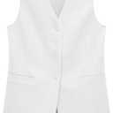 Mina Self 2025 Women's Summer Linen Vest Blazer Long Y2K Lightweight Fully-Lined V-Neck Fashion Casual Jackets Tops Pockets (Medium, White)