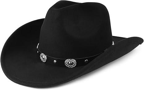 Zylioo Plus Size Felt Cowboy Hats,2XL/XL/L/M/S/XS Western Fedora Hat Warm,Multi Size Wide Brim Cowgirl Hat for Man Woman