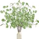 4 Pcs Artificial Eucalyptus Stems Leaves, 26.3" Real Touch Leaf Faux Tall Greenery Branches for Vase Wedding Bouquet Centerpiece Flower Arrangement Home Office Spring Decoration