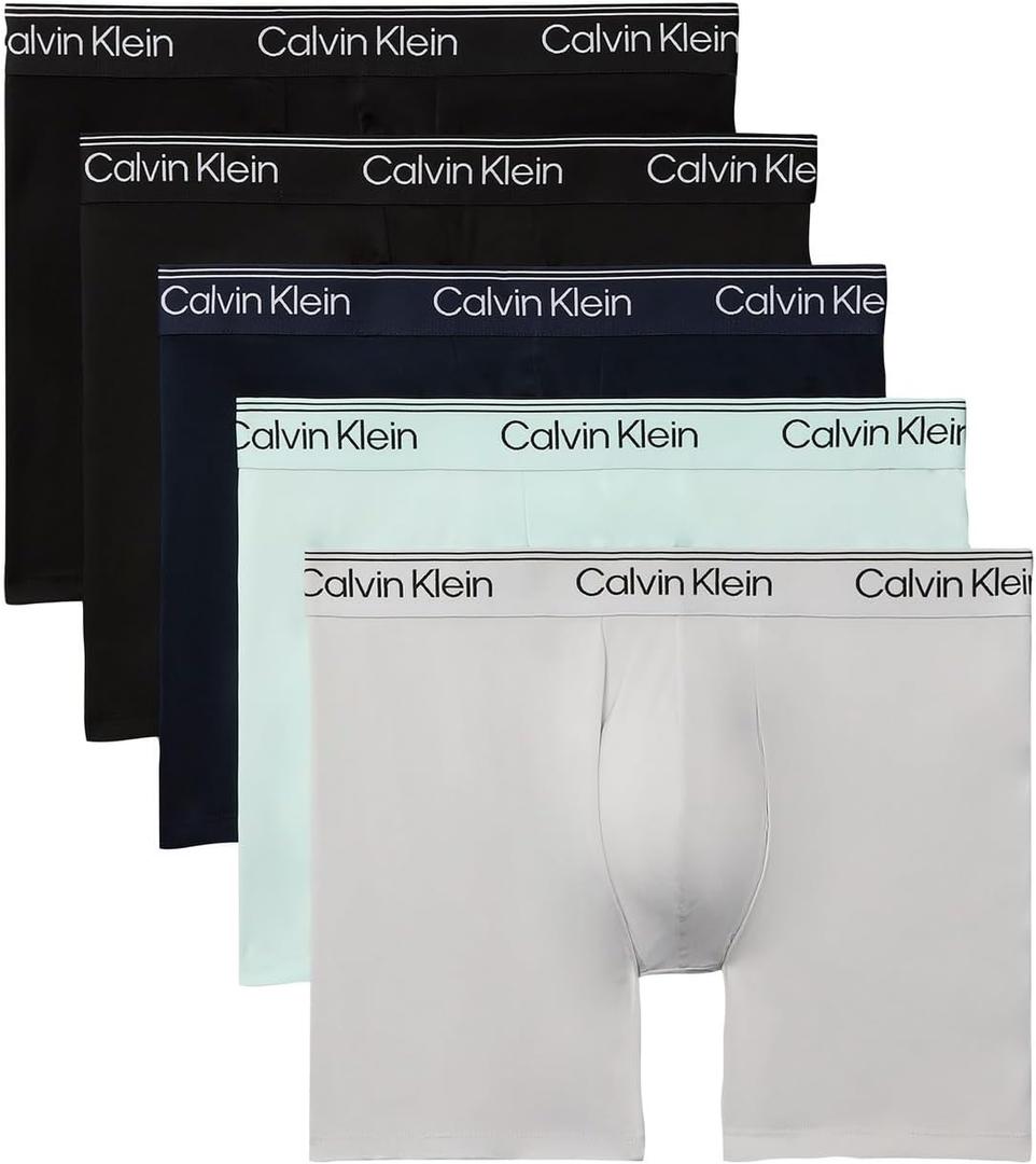 Calvin Klein Micro Stretch Boxer Brief 5-Pack,Medium, 2 Black, 1 Light Cast, 1 Feel the Mint, 1 Shoreline/Black 
