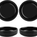 3.5" Ceramic Side Dish Set of 4 - Small Porcelain Soy Dipping Sauce Dishes - Black Seasoning Bowls Dinnerware Sets for Serving, Black 