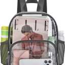 Busiuw Clear Backpack for Stadium Events 12x12x6 with Front Pocket for Concert Sport Fashion Women Backpack Events Work Travel(Charcoal Gray)