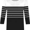 3/4 Length Sleeve Womens Tops Summer Three Quarter Striped Shirts Plus Size Trendy Casual Loose Fit Soft Blouse Tees