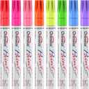 Overseas Neon Fluorescent Paint Marker Pens - 8 Colors Oil-Based Paint Markers, Medium Tip, Quick Drying and Waterproof Permanent UV Marker for Plastic, Glass, Rock, Wood, Canvas, Metal, Pumpkin