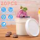 20 Pcs 16 oz Clear Ice Cream Containers with Lids for Homemade Plastic Freezer Food Storage Jars Reusable Freezer Storage Containers Leakproof Pudding Cups for Fruit Dessert Sundaes Soup