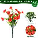 Artificial Flowers for Outdoor, UV Resistant Fake Silk Pansies Flowers, Realistic Faux Plants for Outside Indoor Porch Patio Window Box Planter Home Decor (16, Red)