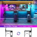 33.7 Inch Small Gaming Desk Table with LED Lights & Power Outlets, Compact L Shaped Gaming Computer Desk with CPU Stand, Drawer & Storage, Corner PC Desk for Kids, Home Office , Bedroom, Black, 33.66 x 15.75 x 43.35 inches