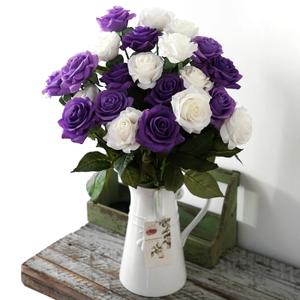 Artificial Flowers Bulk, 20" Silk Gradient Blush Purple Real Touch Roses for DIY Wedding Bridal Valentine's Day Bouquets Centerpieces Home Decor