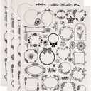 SUPERDANT 4PCS Pattern Border Underglaze Paper Transfer Flowers Transfer Papers for Clay Ceramic Porcelain Under Glaze Transfers for Pottery Enamel Decals Black Underglaze Decal Handcrafted Gifts