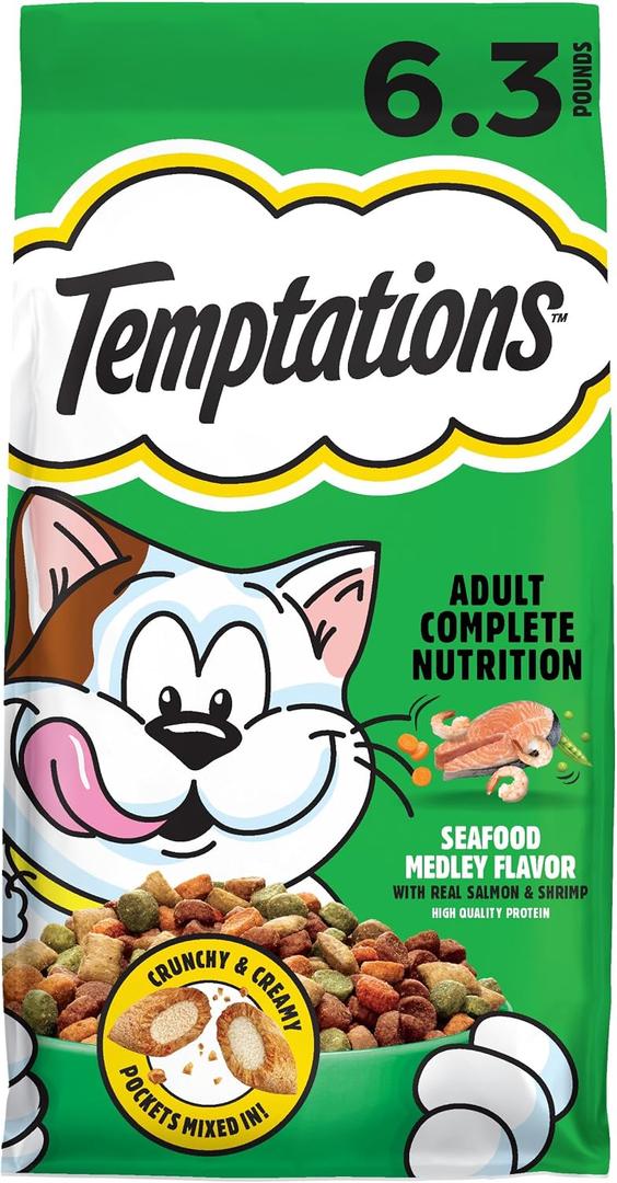 Temptations Seafood Medley Flavor Adult Dry Cat Food, 6.3 lb. Bag (EXP 09/19/26)
